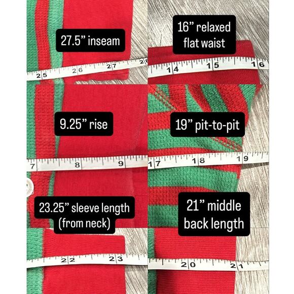 Lake Pajamas Waffle Henley Joggers Mistletoe Red Green Stripe Holiday Christmas - Picture 14 of 14